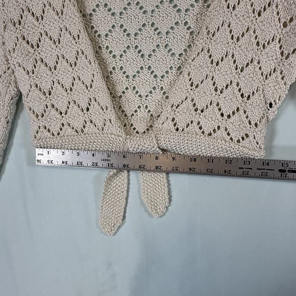 VTG 2005 Y2K The Limited White Crochet Tie Front Cardigan MEDIUM Cream Whimsy - Picture 10 of 13